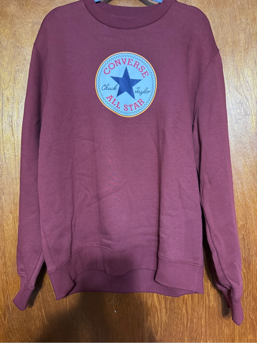 Converse Red Crewneck Sweatshirt with Black Logo Tag